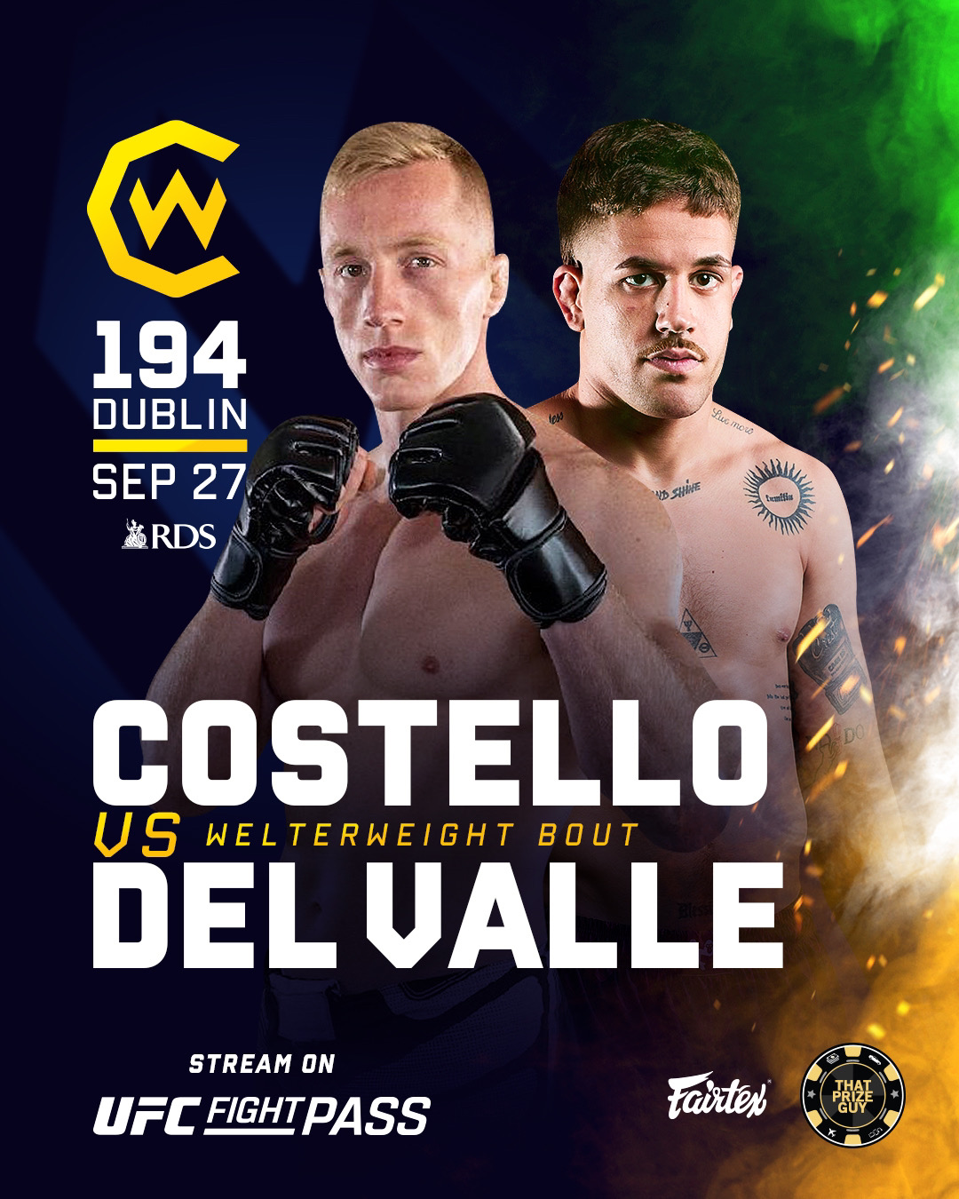 ¡Combate explosivo en Dublín! Costello vs Del Valle se enfrentan en CW 194